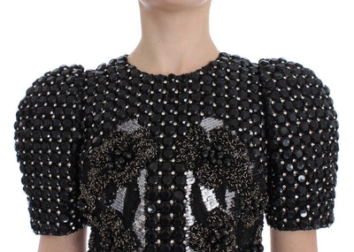 Black Crystal Silver Runway Handmade Dress