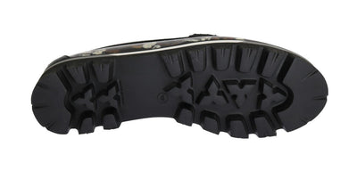 Black Leather Crystal Moccasins Shoes