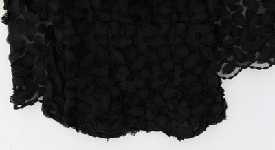 Black Floral Lace Shift Midi A-Line Dress