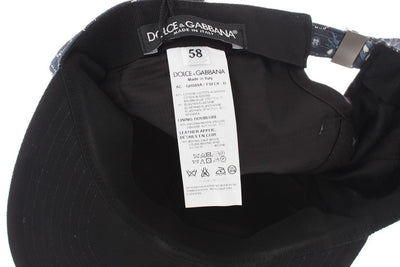 Blue Pattern Cotton Flat Bill Cap