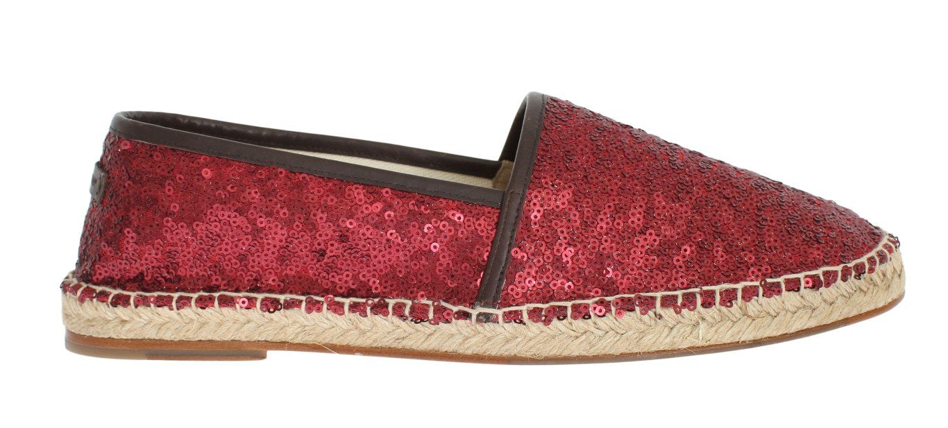 Red Sequined Logo Loafers Espadrilles