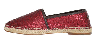 Red Sequined Logo Loafers Espadrilles