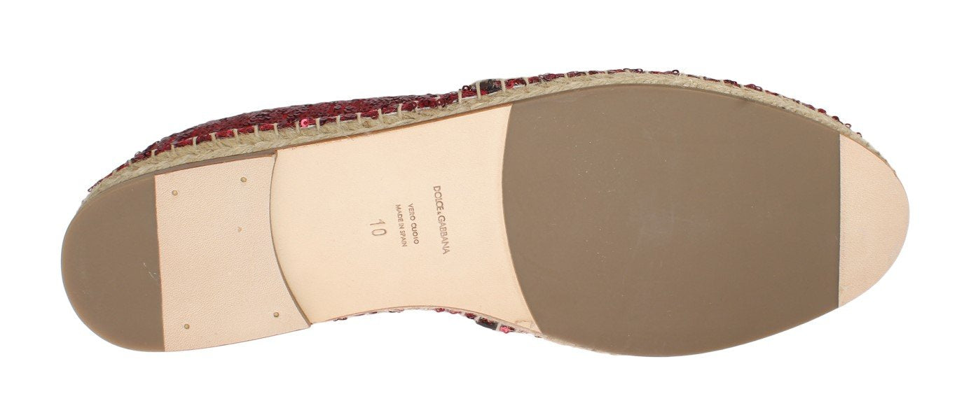 Red Sequined Logo Loafers Espadrilles