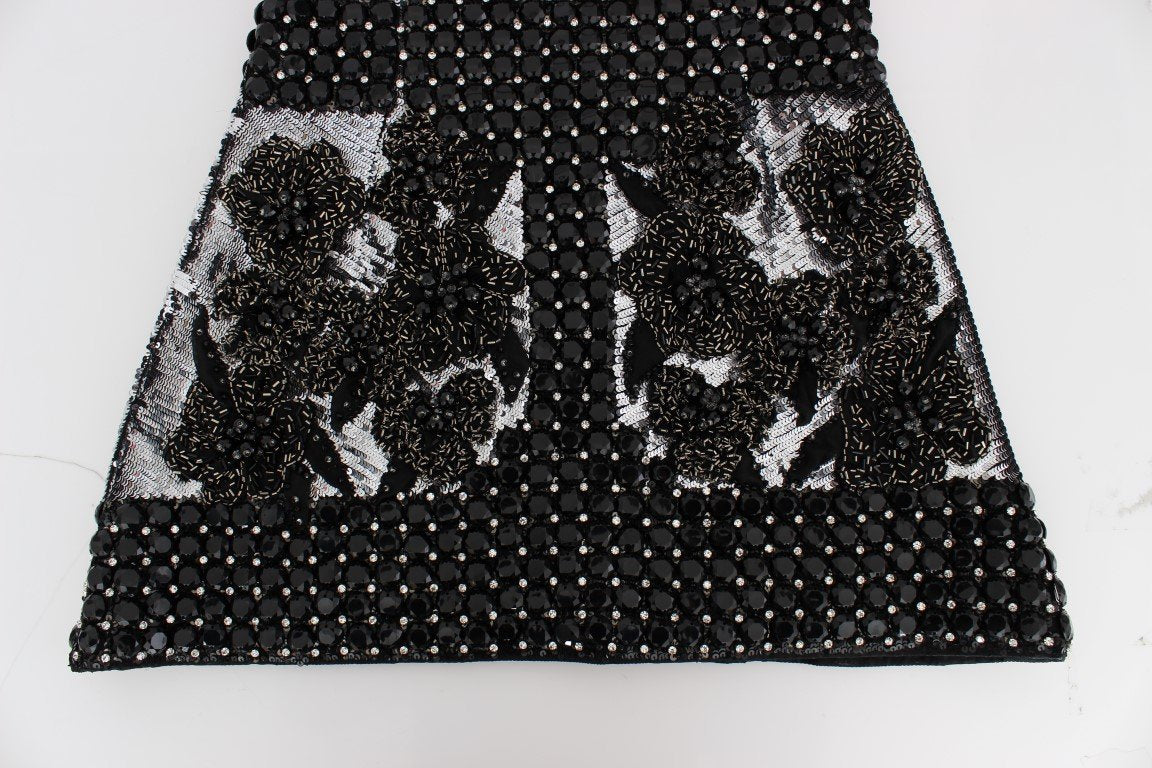 Black Crystal Silver Runway Handmade Dress