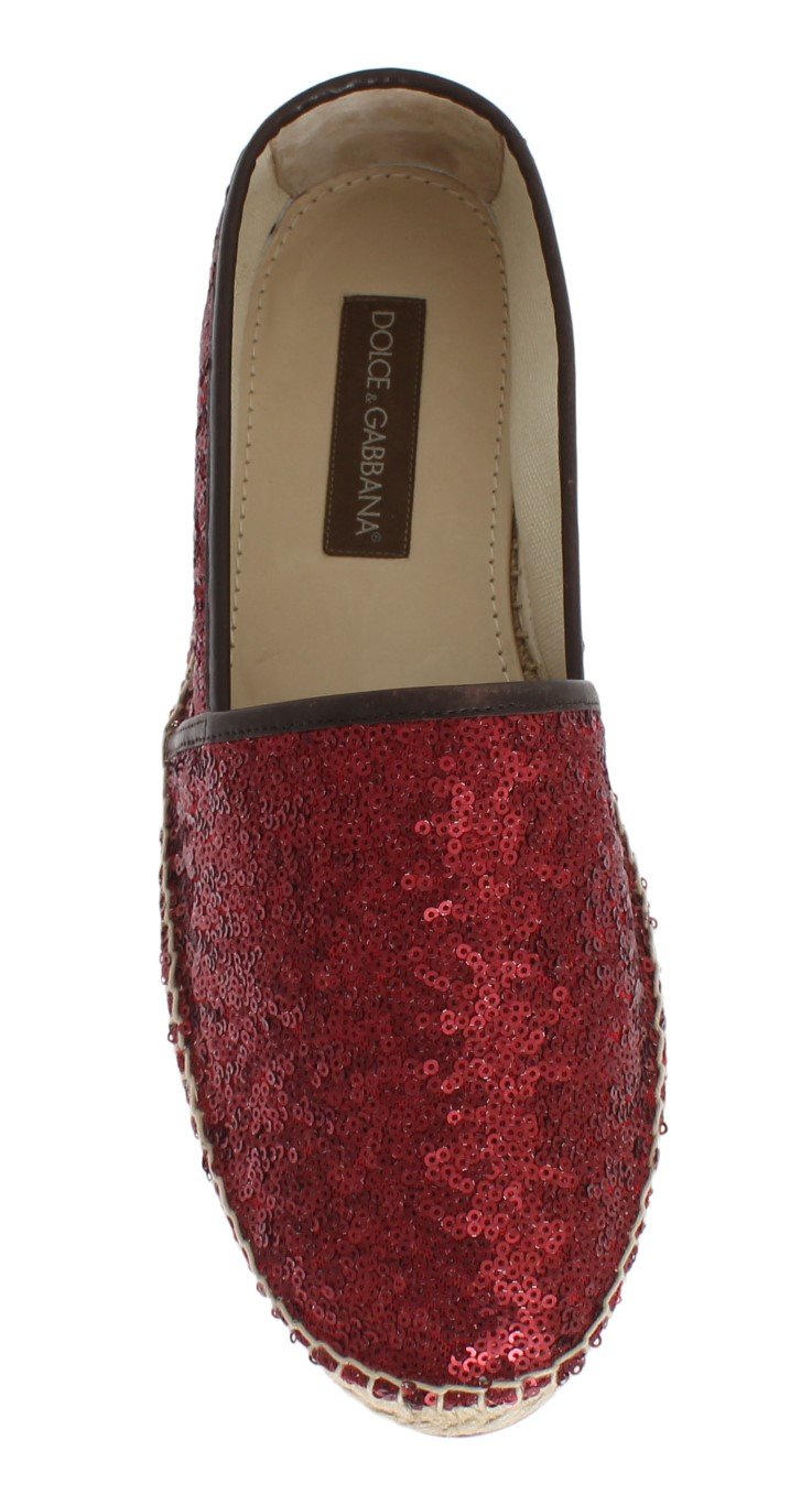 Red Sequined Logo Loafers Espadrilles