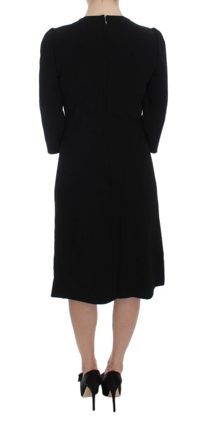 Black Stretch A-Line Shift Crystal Dress