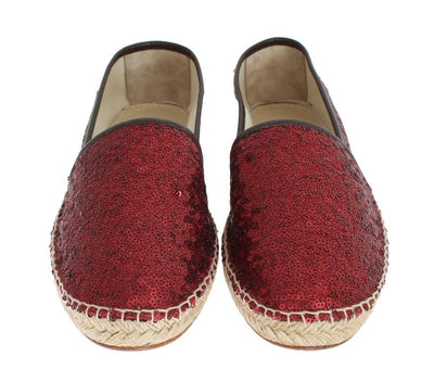 Red Sequined Logo Loafers Espadrilles