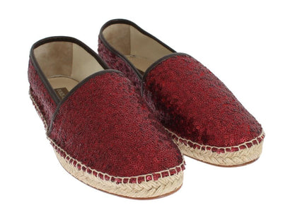 Red Sequined Logo Loafers Espadrilles