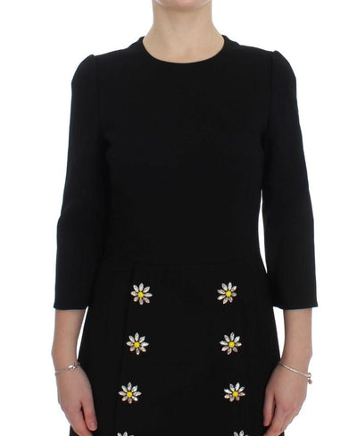 Black Stretch A-Line Shift Crystal Dress