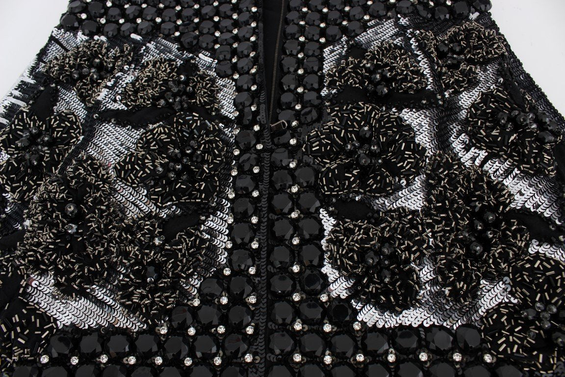 Black Crystal Silver Runway Handmade Dress