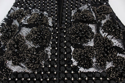 Black Crystal Silver Runway Handmade Dress