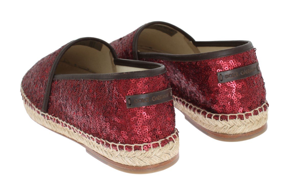 Red Sequined Logo Loafers Espadrilles
