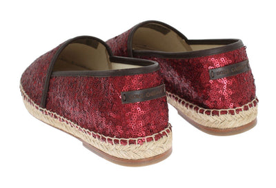 Red Sequined Logo Loafers Espadrilles