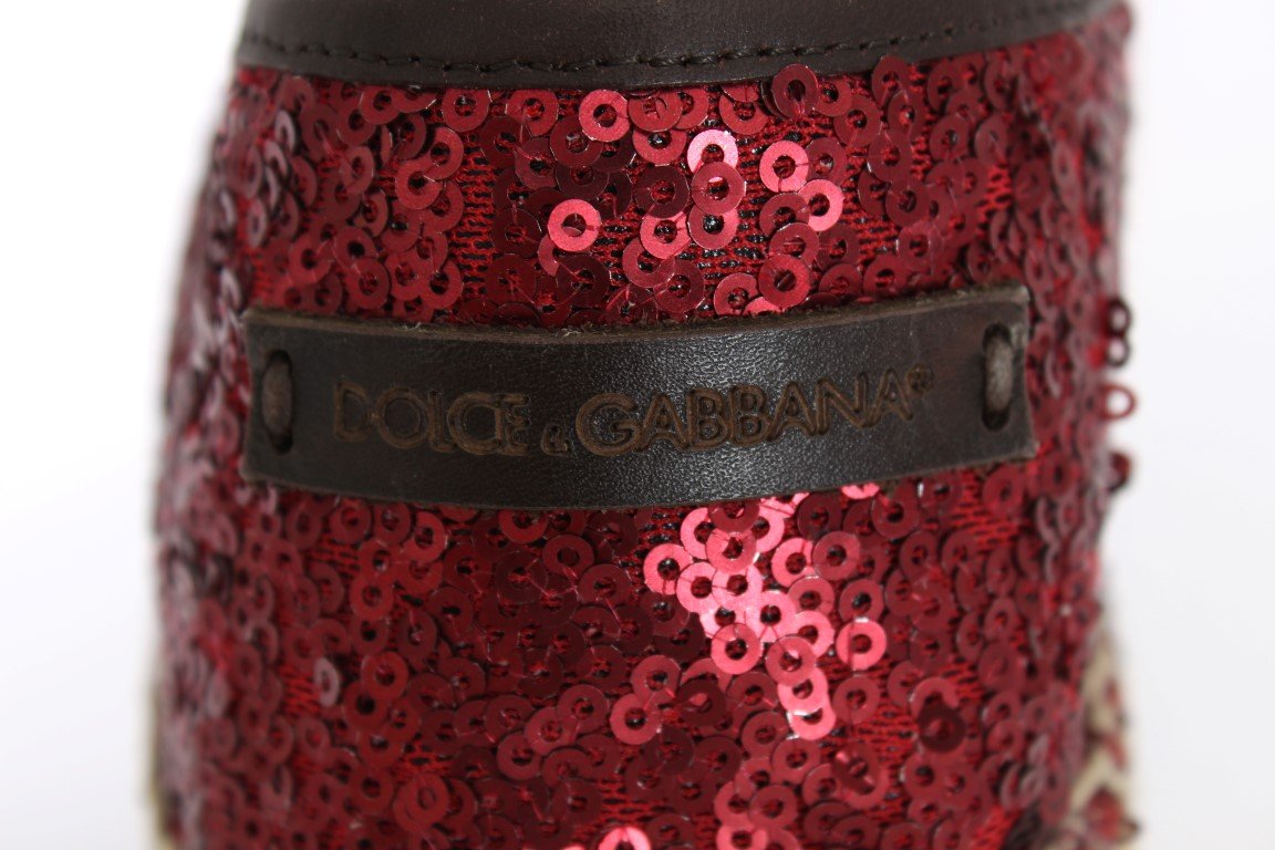 Red Sequined Logo Loafers Espadrilles