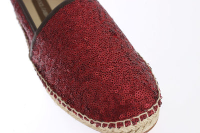 Red Sequined Logo Loafers Espadrilles