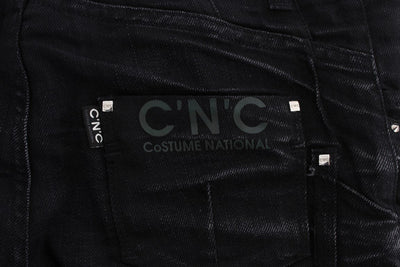 Black Cotton Slouchy Slims Fit Jeans