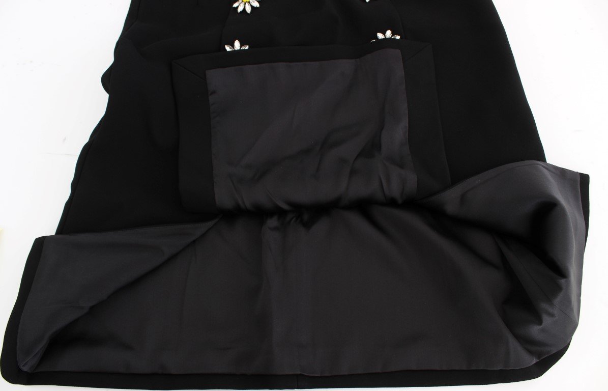 Black Stretch A-Line Shift Crystal Dress
