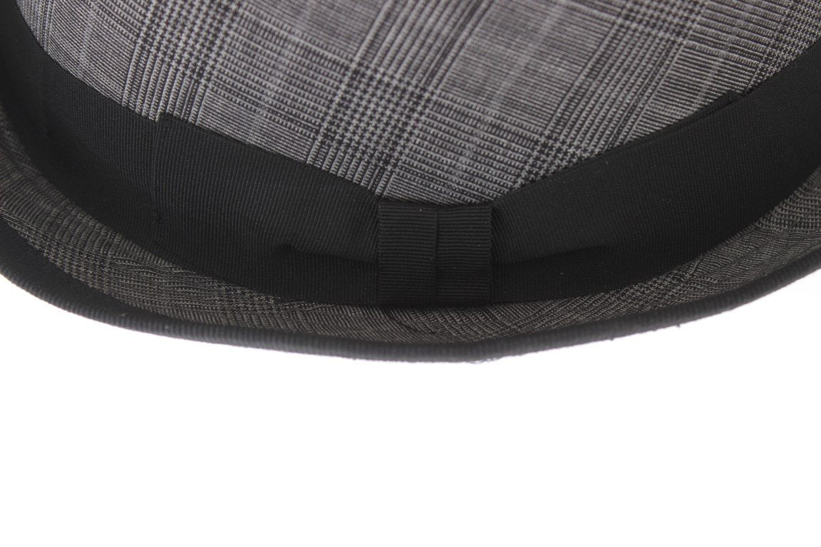 Gray Black Check Virgin Wool Trilby Hat