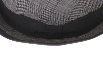Gray Black Check Virgin Wool Trilby Hat