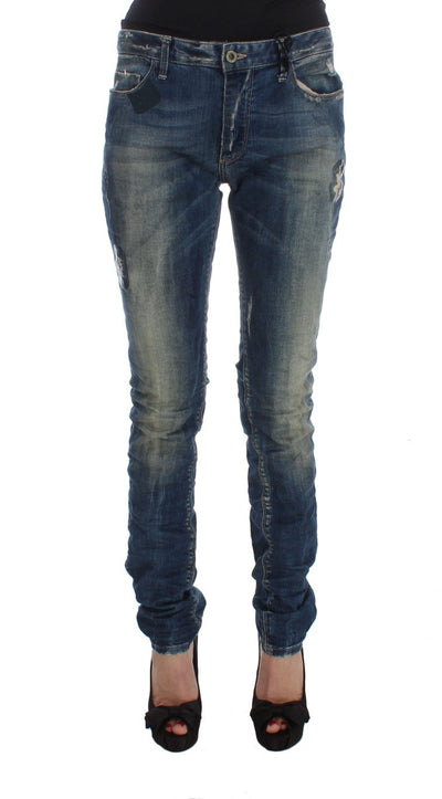 Blue Cotton Blend Straight Fit Jeans