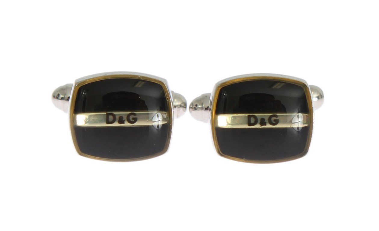 Black Silver Brass Cufflinks