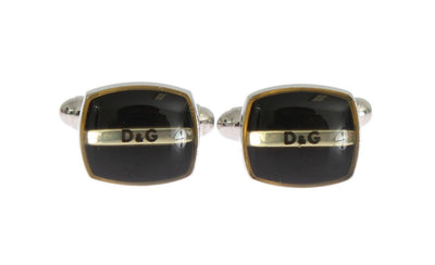 Black Silver Brass Cufflinks