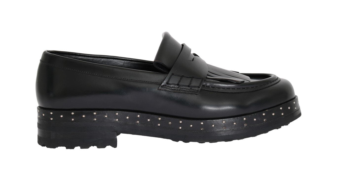 Black Leather Platform Loafers