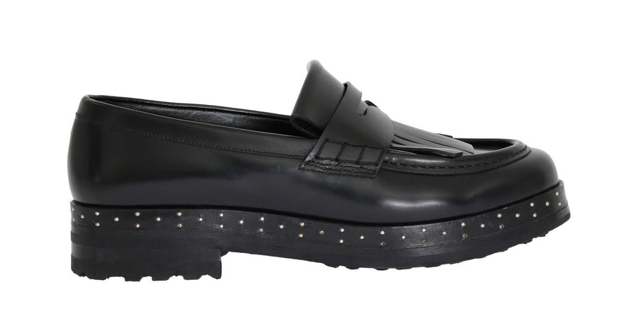 Black Leather Platform Loafers