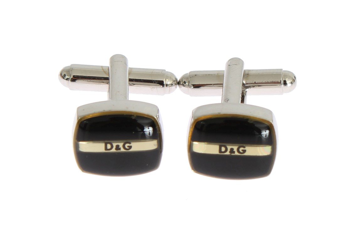 Black Silver Brass Cufflinks