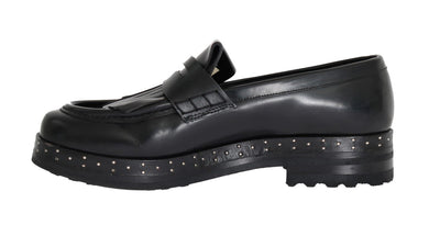 Black Leather Platform Loafers