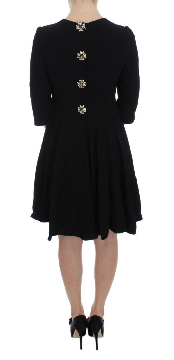 Black Stretch A-Line Shift Crystal Dress