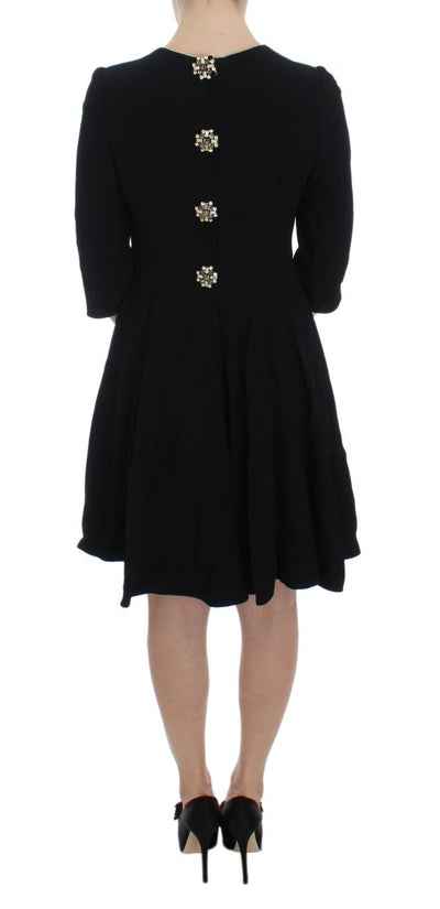 Black Stretch A-Line Shift Crystal Dress