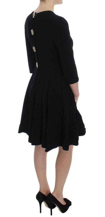 Black Stretch A-Line Shift Crystal Dress