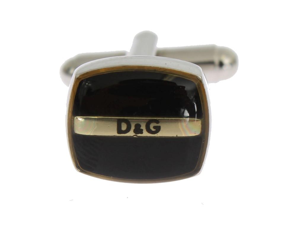 Black Silver Brass Cufflinks