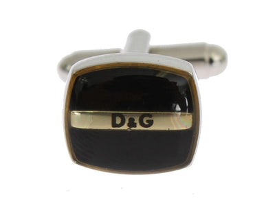 Black Silver Brass Cufflinks