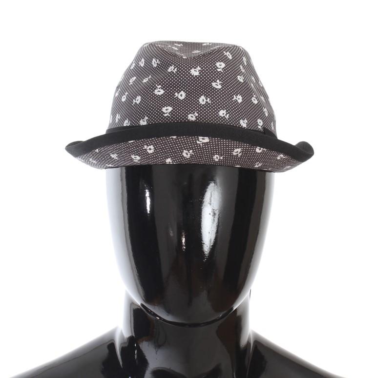 Black Flower Pattern Cotton Trilby Hat