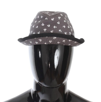 Black Flower Pattern Cotton Trilby Hat