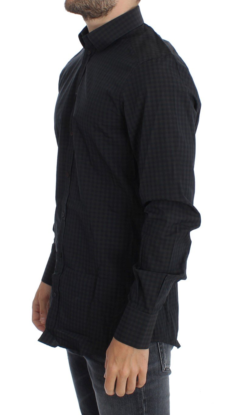 Brown Blue Checkered GOLD Slim Fit Casual Shirt