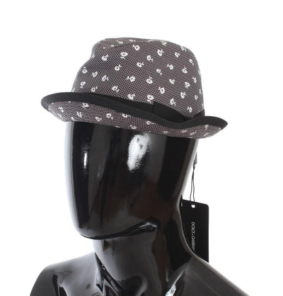Black Flower Pattern Cotton Trilby Hat