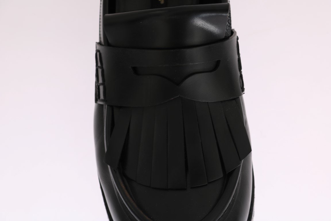 Black Leather Platform Loafers