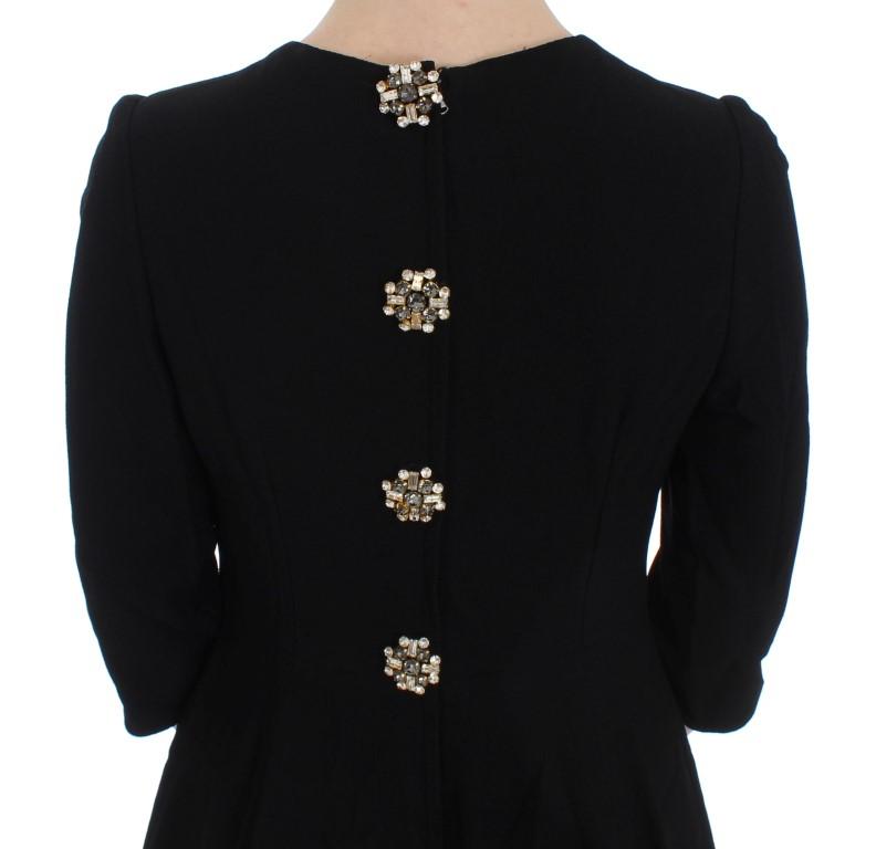 Black Stretch A-Line Shift Crystal Dress