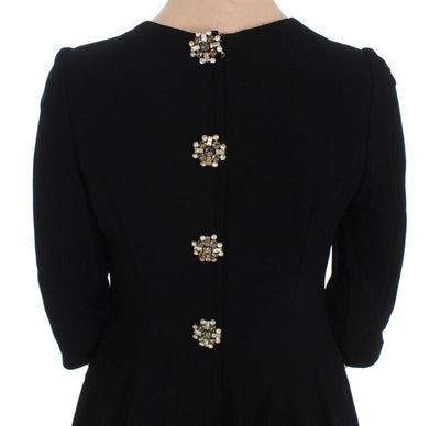 Black Stretch A-Line Shift Crystal Dress