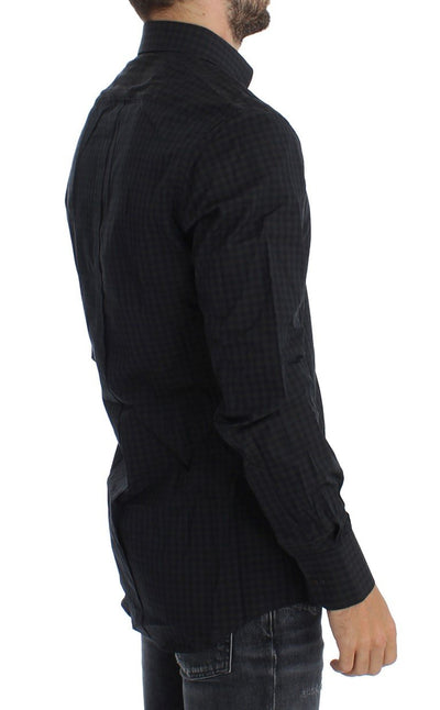 Brown Blue Checkered GOLD Slim Fit Casual Shirt