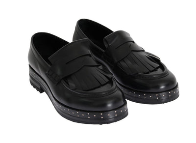Black Leather Platform Loafers