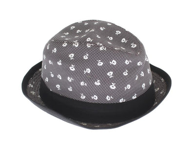 Black Flower Pattern Cotton Trilby Hat