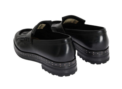 Black Leather Platform Loafers