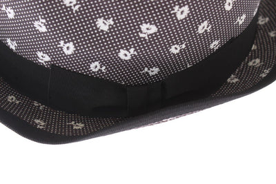 Black Flower Pattern Cotton Trilby Hat