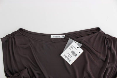 Brown Mini Jersey Shift Belted Dress