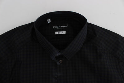 Brown Blue Checkered GOLD Slim Fit Casual Shirt