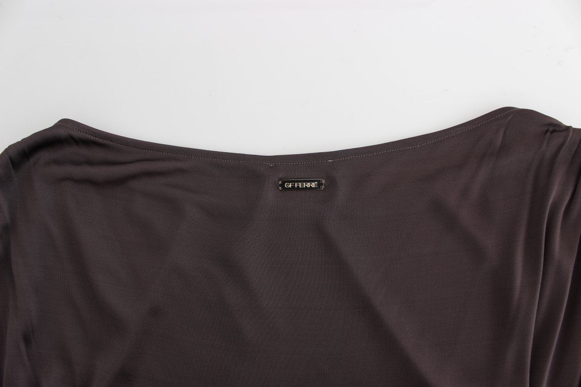 Brown Mini Jersey Shift Belted Dress